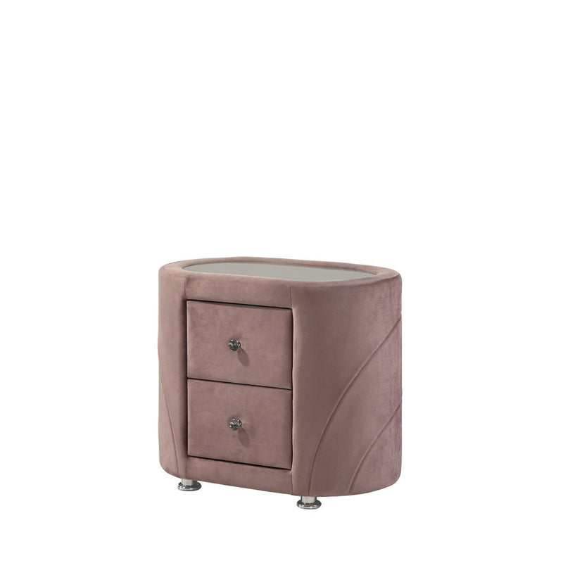 Salonia - Nightstand - Pink Velvet - Grand Furniture GA