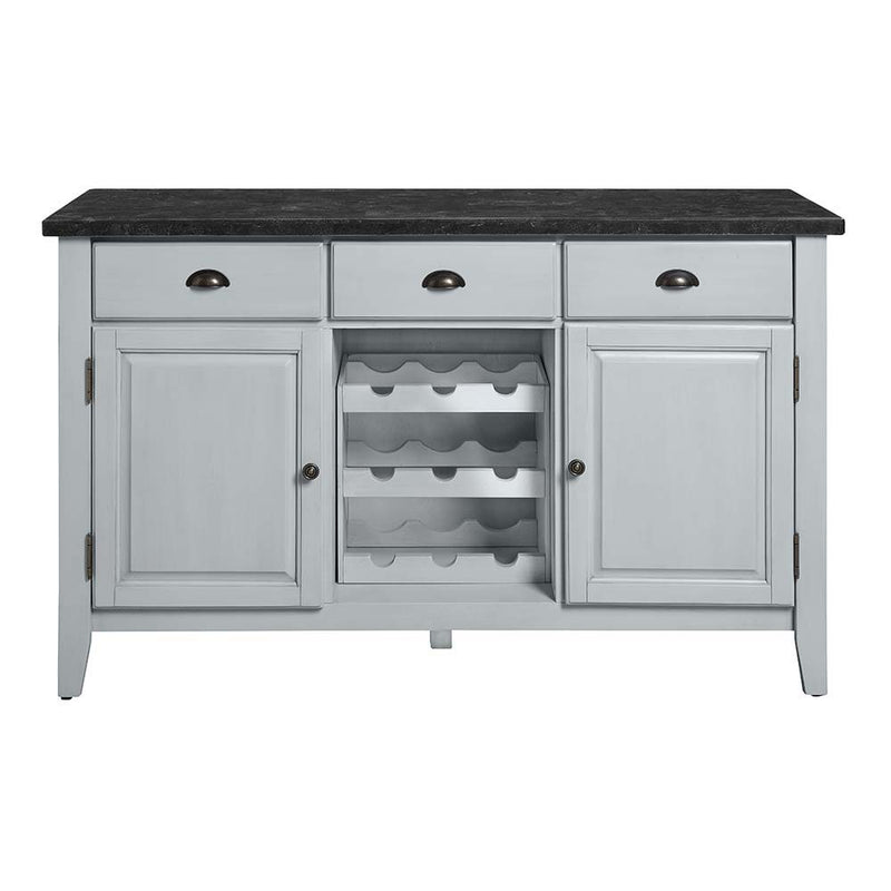 Lanton - Server - Marble & Antique White Finish - Grand Furniture GA