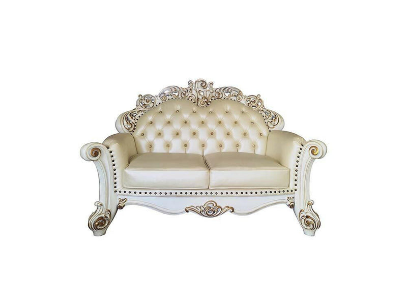 Vendom - Loveseat - Champagne PU & Antique Pearl Finsih - Grand Furniture GA