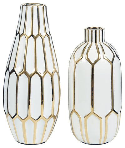 Mohsen - Gold Finish / White - Vase Set (Set of 2).