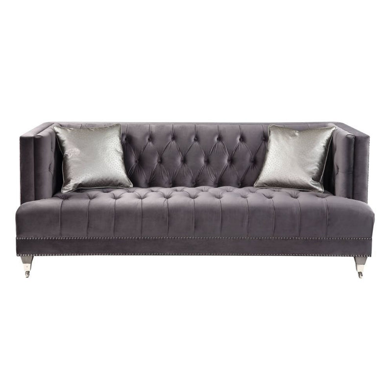 Hegio - Sofa - Gray Velvet - Grand Furniture GA