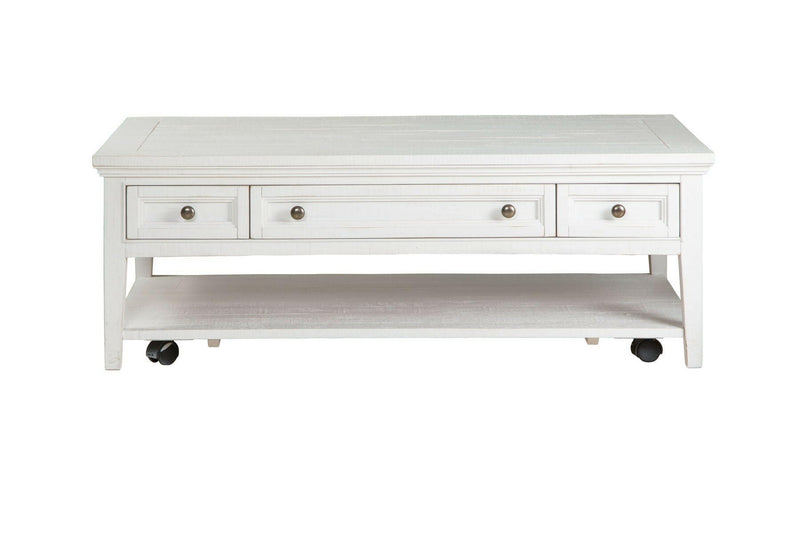 Heron Cove - Rectangular Cocktail Table With Casters - Chalk White.