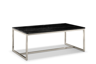 Kira - Rectangular Cocktail Table - Black Marble And Brushed Nickel