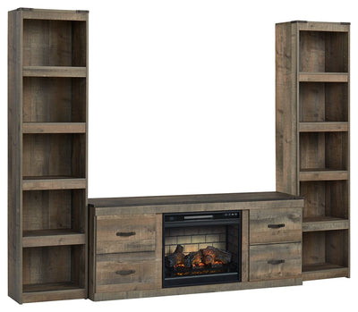 Trinell - Brown - 3-Piece Entertainment Center With Electric Fireplace.