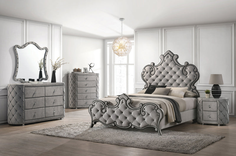 Perine - Mirror - Gray Velvet - Grand Furniture GA