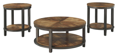 Roybeck - Light Brown / Bronze - Occasional Table Set (Set of 3).