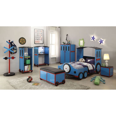 Tobi - Twin Bed - Blue/Red & Black Train - Grand Furniture GA