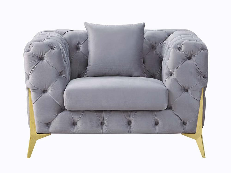 Jelanea - Chair - Gray Velvet & Gold Finish - Grand Furniture GA