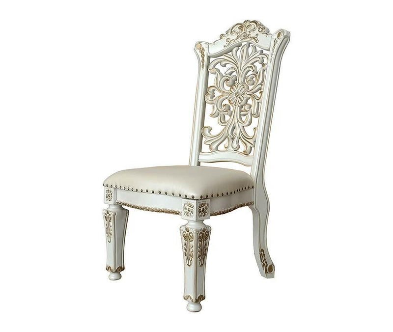 Vendom - Side Chair (Set of 2) - PU & Antique Pearl Finish - 48" - Grand Furniture GA