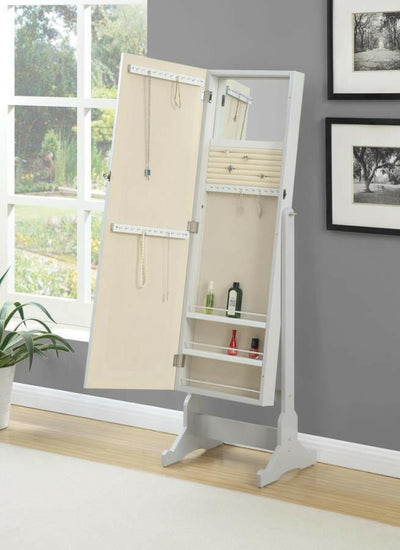 Yvonne - Storage Jewelry Cheval Mirror - Grey.