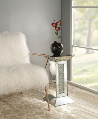 Nysa - Pedestal Stand - Mirrored & Faux Crystals - 24".
