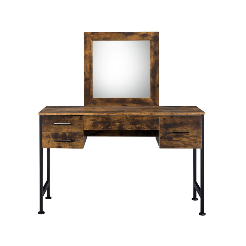 Juvanth - Vanity Desk - Rustic Oak & Black Finish - Grand Furniture GA