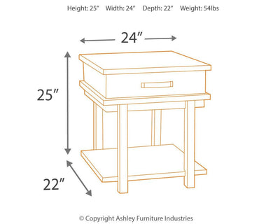 Stanah - Brown / Beige - Rectangular End Table.