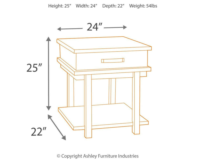 Stanah - Brown / Beige - Rectangular End Table.