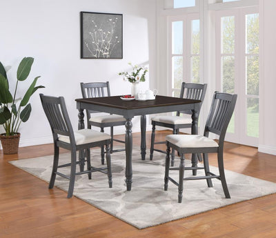 Wiley - 5-Piece Square Spindle Legs Counter Height Dining Set - Beige and Grey.