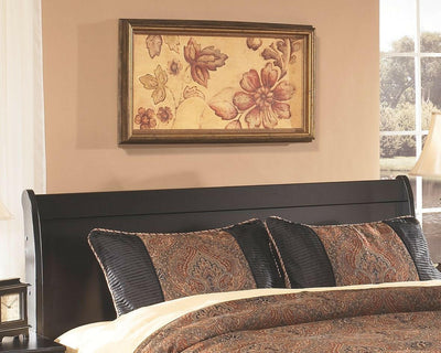 Huey - Black - Queen Sleigh Headboard.