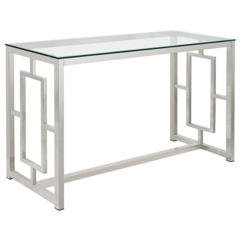 Merced - Glass Top Metal Entryway Sofa Console Table - Nickel