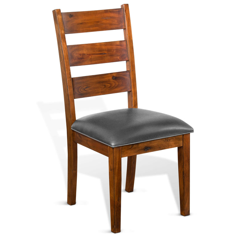 Tuscany - Ladderback Chair With Cushion Seat - Dark Brown / Dark Gray.