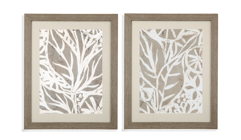 Mudcloth Foliage I - Framed Print - Light Brown