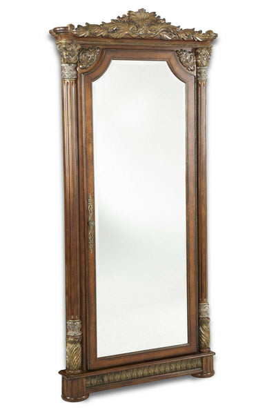 Villa Valencia - Accent Floor Wall Mirror with Storage - Classic Chestnut.