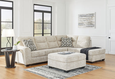 Lonoke - Parchment - 3 Pc. - 2-Piece Sectional With Raf Corner Chaise, Ottoman.