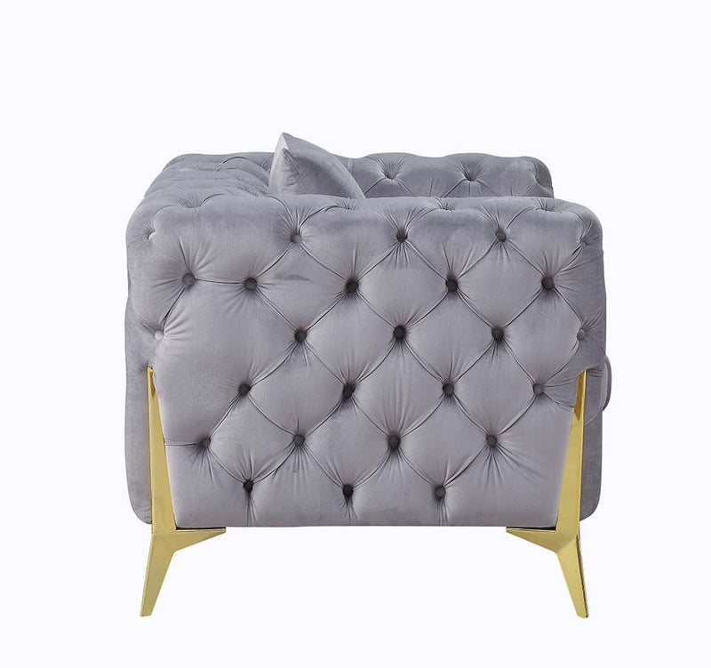 Jelanea - Loveseat - Gray Velvet & Gold Finish - Grand Furniture GA