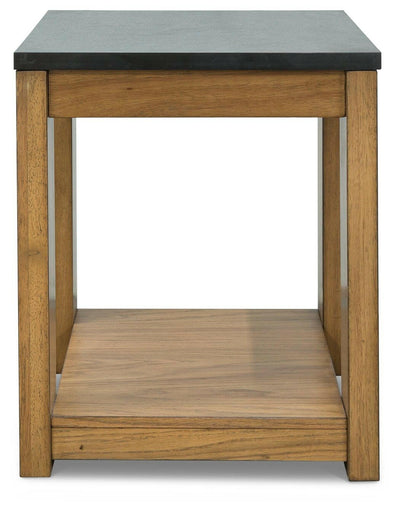 Quentina - Light Brown / Black - Rectangular End Table.