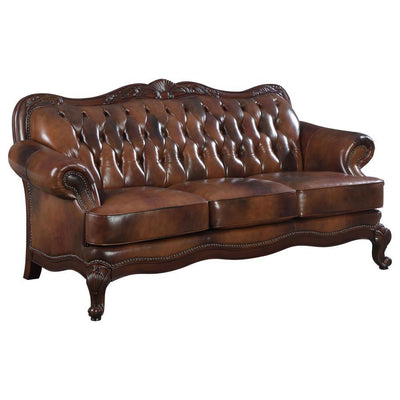 Victoria - Rolled Arm Sofa - Tri-Tone and Brown.