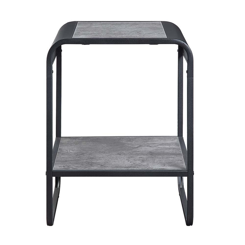 Raziela - End Table - Concrete Gray & Black Finish - 21".