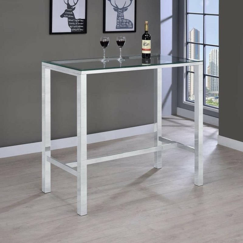 Tolbert - Bar Table With Glass Top - Chrome - Grand Furniture GA