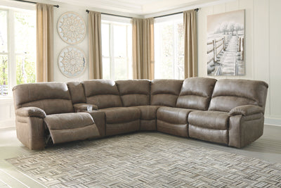 Segburg - Driftwood - Left Arm Facing Power Sofa With Console 4 Pc Sectional.