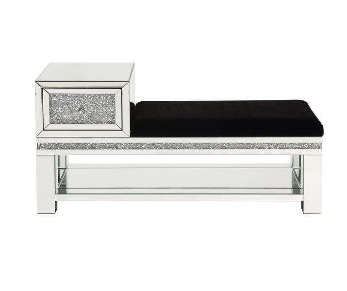 Noralie - Bench - Mirrored & Faux Diamonds - 24" - Grand Furniture GA