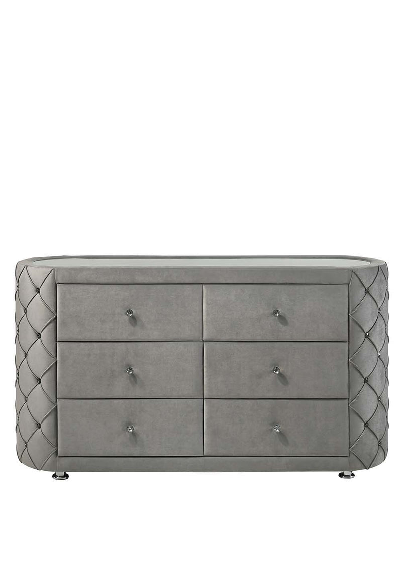 Perine - Dresser - Gray Velvet - Grand Furniture GA