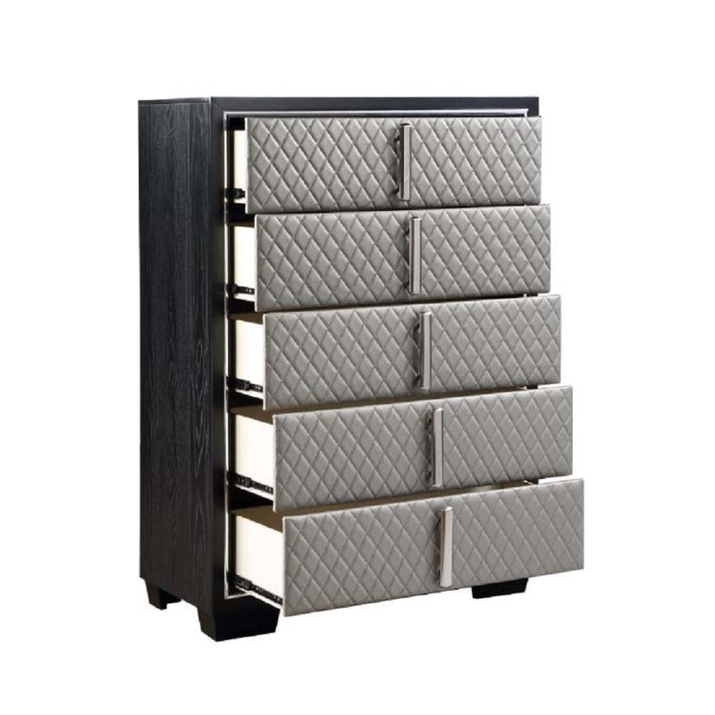 Nicola - Chest - Silver PU & Black Finish - Grand Furniture GA