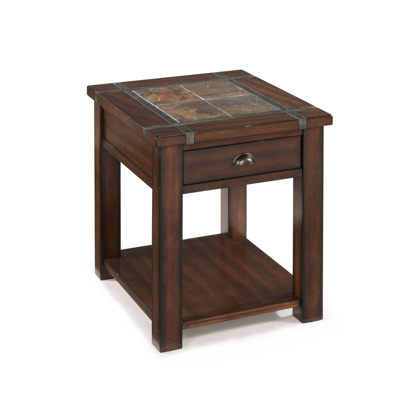 Roanoke - Rectangular End Table - Cherry And Slate.