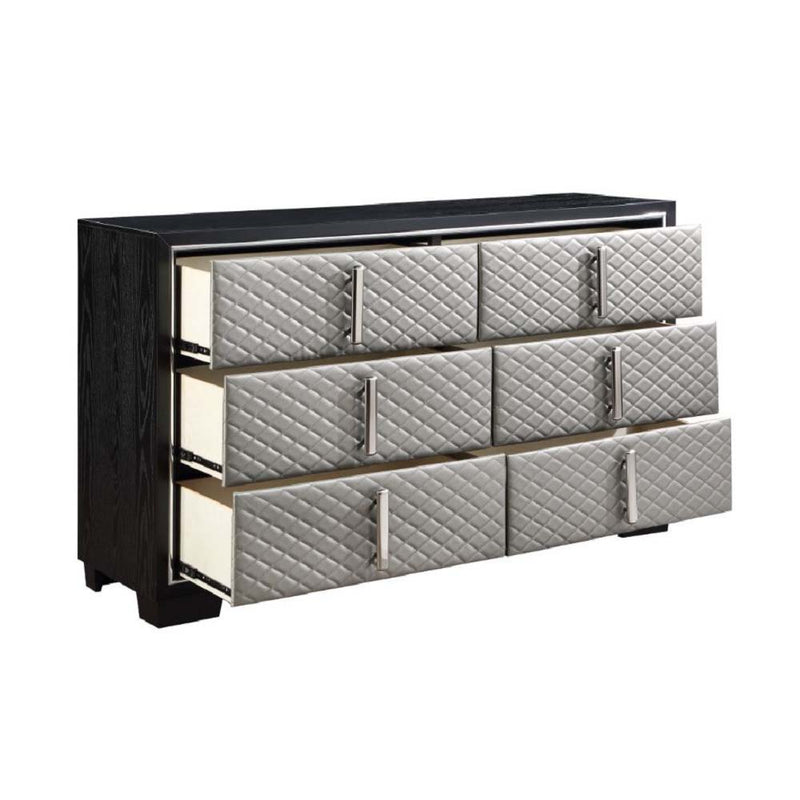 Nicola - Dresser - Silver PU & Black Finish - Grand Furniture GA