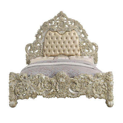 Sorina - Eastern King Bed - PU & Antique Gold Finish - Grand Furniture GA