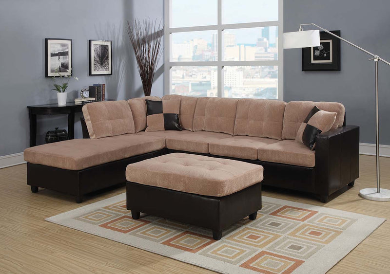 Milano - Ottoman - Camel Champion & Espresso PU - Grand Furniture GA