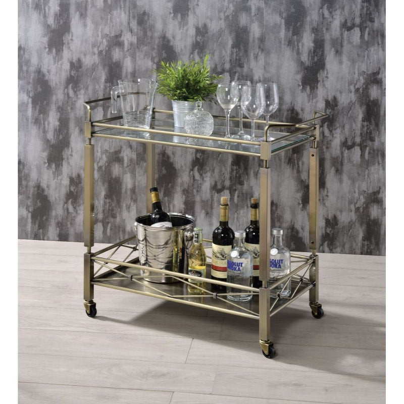 Matiesen - Serving Cart - Antique Gold & Clear Glass - Grand Furniture GA