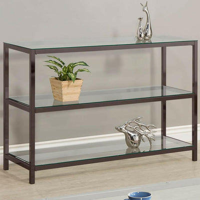 Trini - Sofa Table With Glass Shelf - Black Nickel - Sofa Tables - Grand Furniture GA