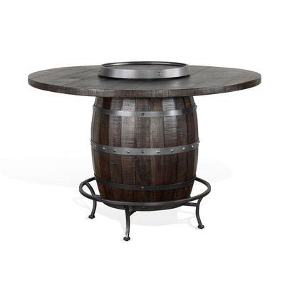 Homestead - Round Pub Table With Wine Barrel Base - Dark Brown.