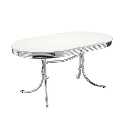 Retro - Oval Dining Table - Glossy White and Chrome.