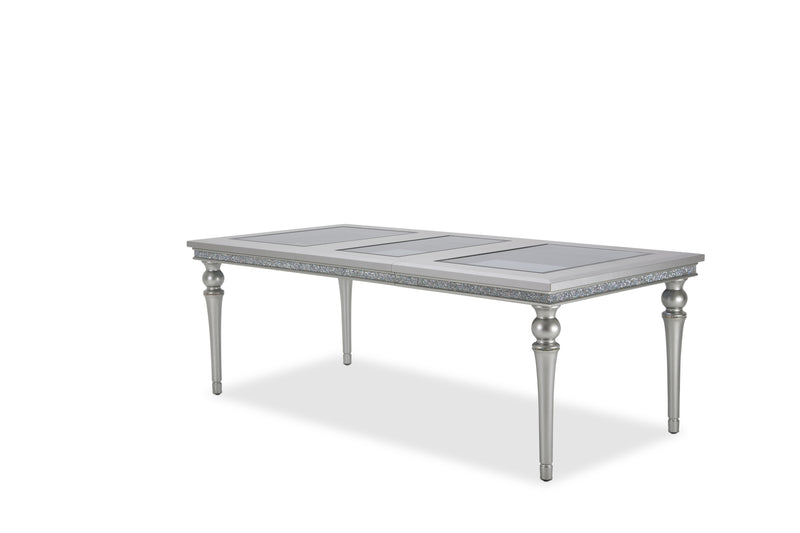 Melrose Plaza - Upholstered Dining Table with Glass Insert - Dove