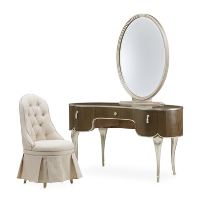 Villa Cherie Vanity Set with Mirror & Chair - Hazelnut.