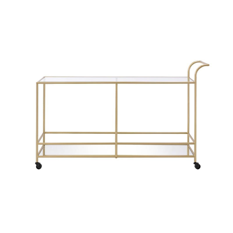 Kenda - Serving Cart - Clear Glass, Mirrored & Gold - Grand Furniture GA