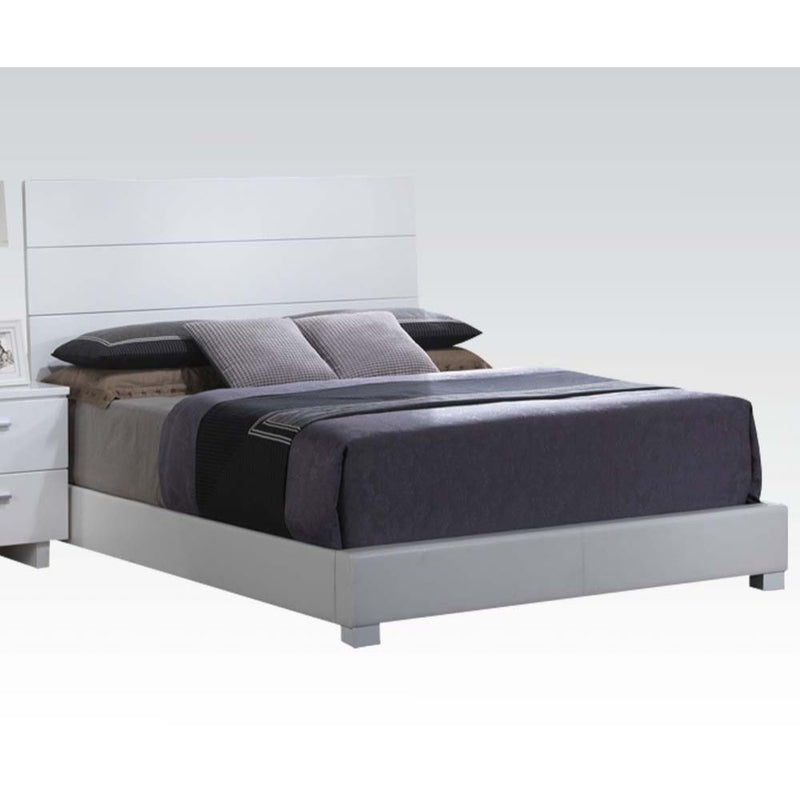 Lorimar - Eastern King Bed - White PU & Chrome Leg - Grand Furniture GA