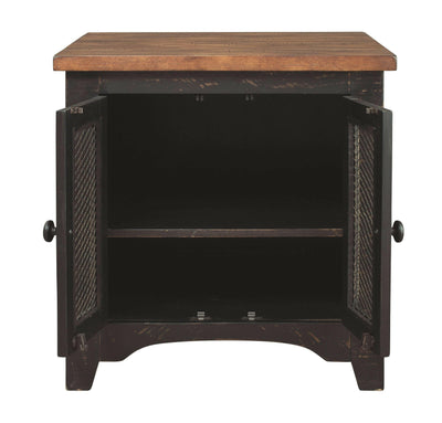 Valebeck - Black / Brown - Rectangular End Table.