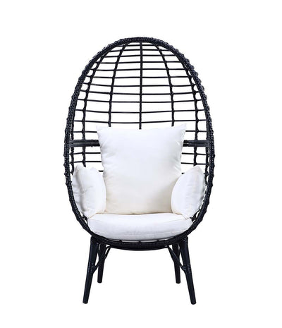 Penelope - Patio Lounge Chair - Light Gray Fabric & Black Finish - Grand Furniture GA