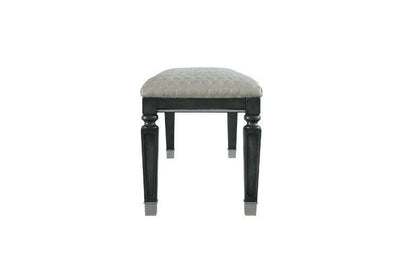 House - Beatrice Bench - Two Tone Beige Fabric, Charcoal Finish - Grand Furniture GA