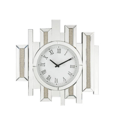 Lavina - Wall Clock - Mirrored & Faux Diamonds - 22".